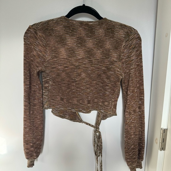 12th Tribe Brown Wrap Sweater - Picture 3 of 3